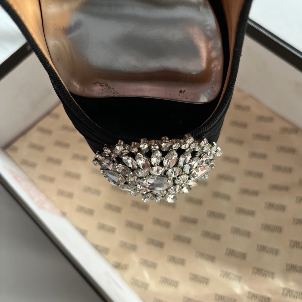 Badgley Mischka Black Crystal Embellished Heels 7.5 Womens - Picture 4 of 9